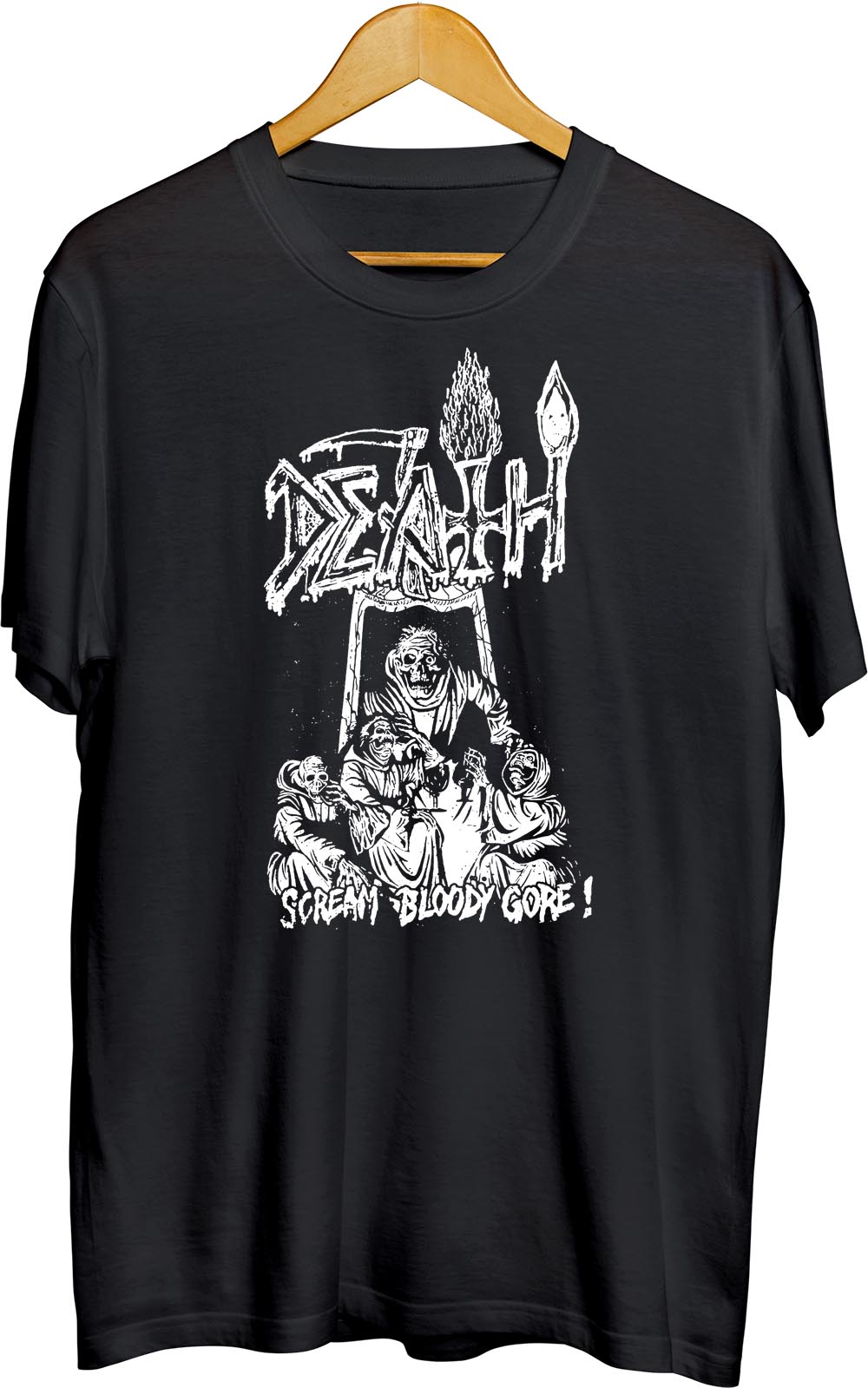 Overwhelming Death Scream Bloody Gore Line Art T Shirt
