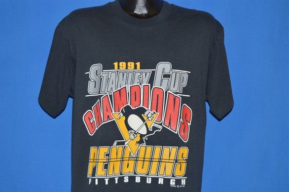 90s Pittsburgh Penguins Stanley Cup 1991 T Shirt | Teevimy