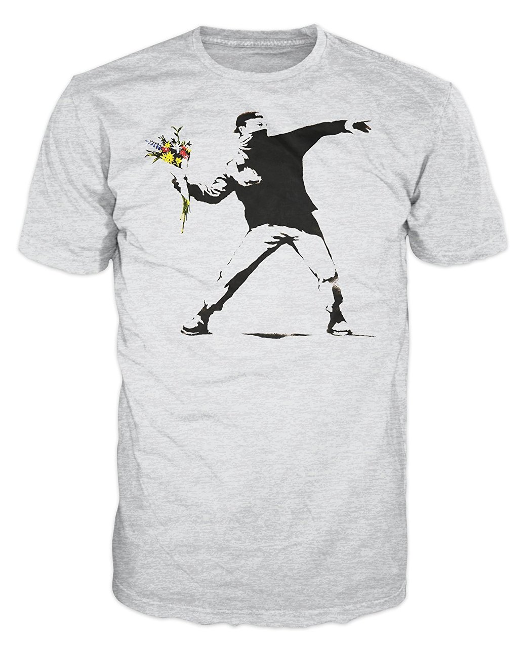 Banksy Flower Thrower T Shirt Ash Grey Minaze