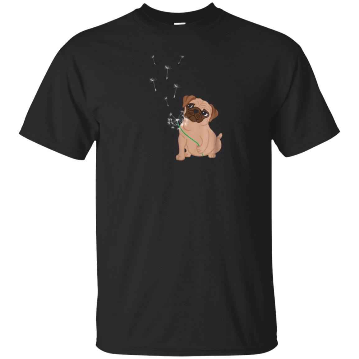 Pug Blowing Dandelion Pug Mom Dad Themed Gift T Shirt